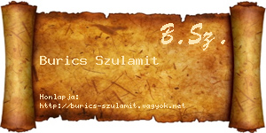 Burics Szulamit névjegykártya